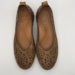 Spring Step Carosa Wedge Slip On Womens Camel Shoes Leather Size 41/9.5-10 USA